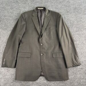 Burberry London Suit Jacket 42L Olive Wool Windowpane Designer USA Union 90s